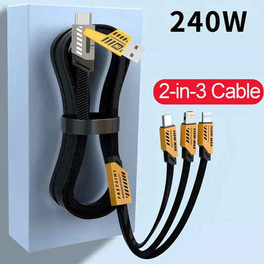 4-in-1 Fast Charging Cable Type-C + Micro USB + iPhone Connector