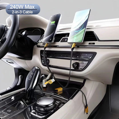 4-in-1 Fast Charging Cable Type-C + Micro USB + iPhone Connector