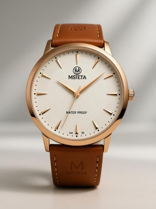 Rose Gold Case & Brown Leather Strap Executive Luxury Watch
